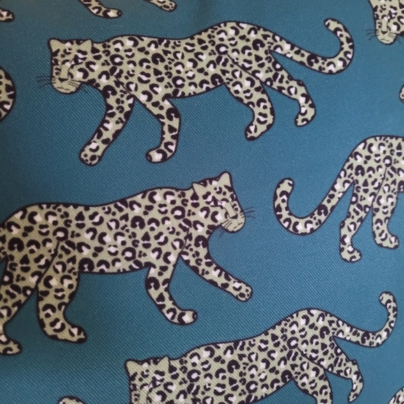 Leopard Parade - Olive Green on Deep Teal Turquoise 20" Square Pillow - Picture 2 of 4